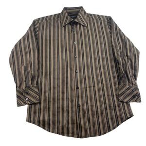 Y2K Pardazzio Uomo Shirt Men L Button Down Long Sleeve Multi Stripe Designer